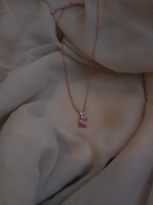 Pink Square Crystal Pendant