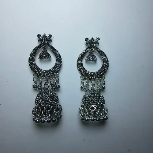 Peacock Silver Jhumka