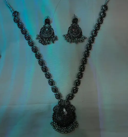 Antique Silver Peacock Necklace Set