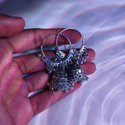 Oxidized Hoop Jhumka Earrings